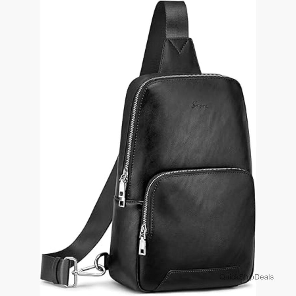 Genuine Leather RFID Blocking Sling Bag Crossbody Backpack